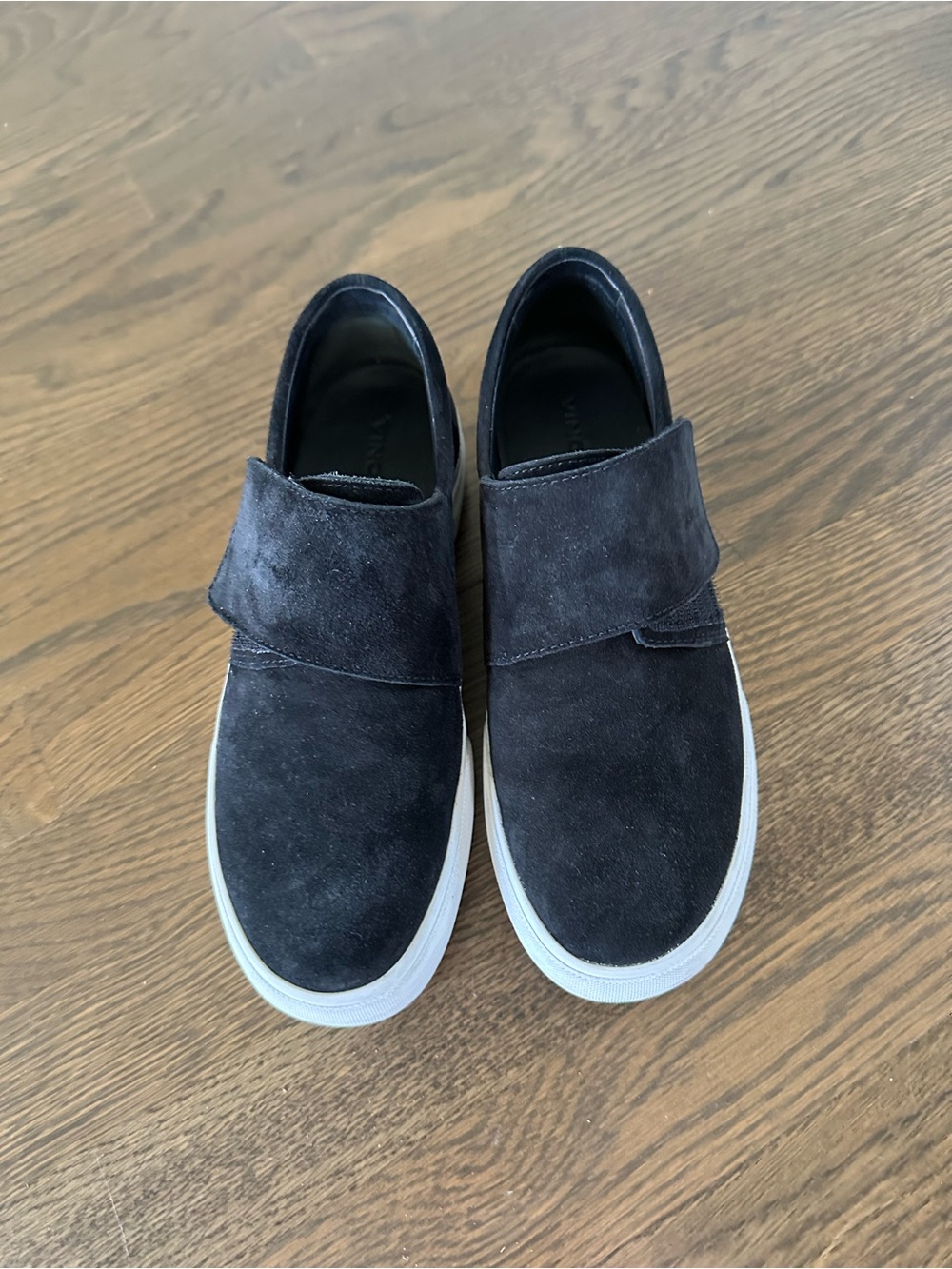 Vince Black Suede Platform Slip-On Sneakers